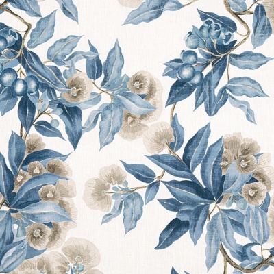 Anna French Camellia Garden Linen in Linen and Navy